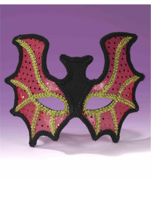 Deluxe Costume Red Black Venetian Carnival Bat Mask