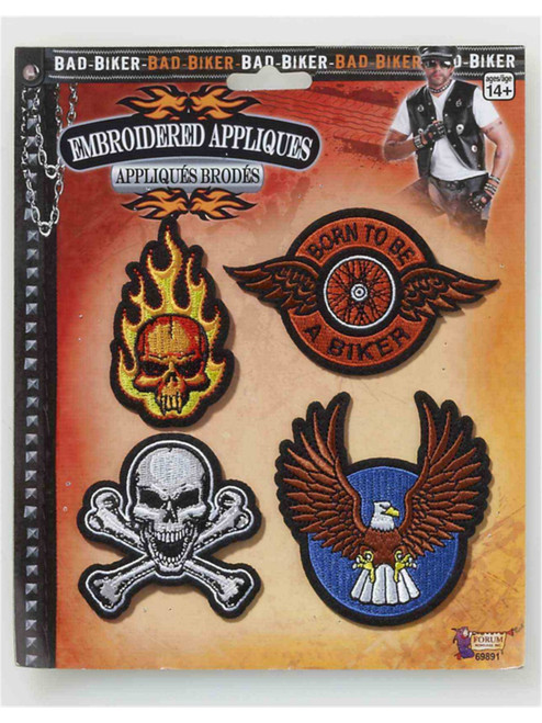 4 Embroidered Appliques Costume Accessory Bad Biker Gang Patches