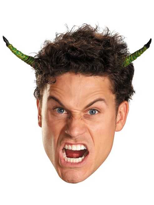 Adults Mens Womens Devil Demon Costume Accessory Long Green Horns Headband