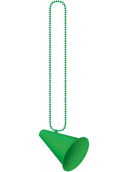 Green Megaphone Medallion Bead Cheerleader Party Necklace Costume Accessory