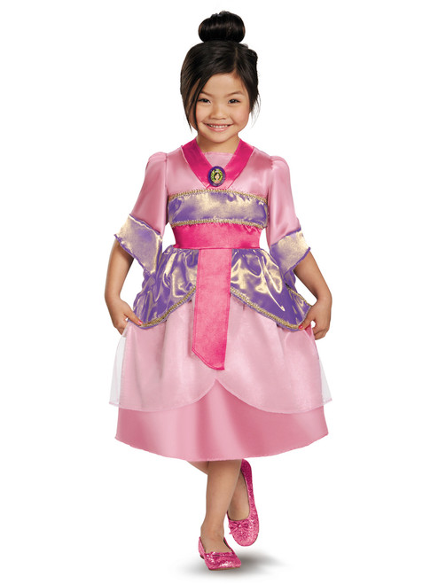 Childs Girls Disney Purple Pink Princess Mulan Geisha Classic Sparkle Costume
