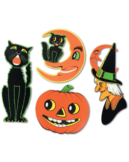 Set Of 4 Assorted 14-23" Large 2 Sided Halloween Cutouts Party Decorations