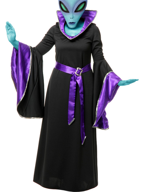 Adult Womens Fuchsia And Black Alien Queen Witch Space Gown Costume