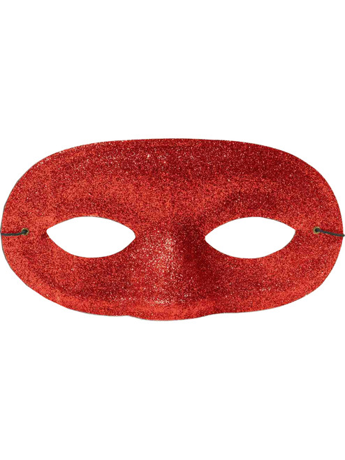 Adult or Child's Costume Accessory Red Glitter Domino Eye Mask