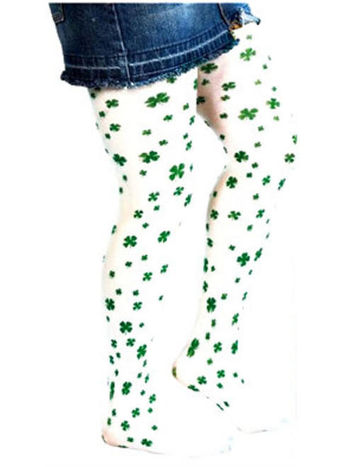 Kids St Patricks Day White Green Shamrock Stockings