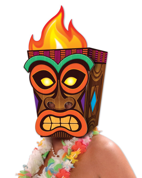 Jumbo Hawaiian Luau Full Overhead Latex Costume Tiki Mask Accessory