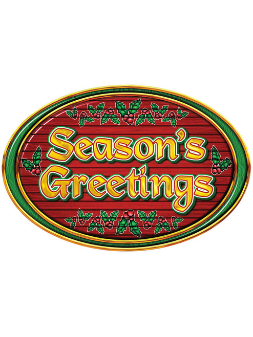 Seasons Greetings Door Sign Christmas Hanging Decoration 12" x 18"