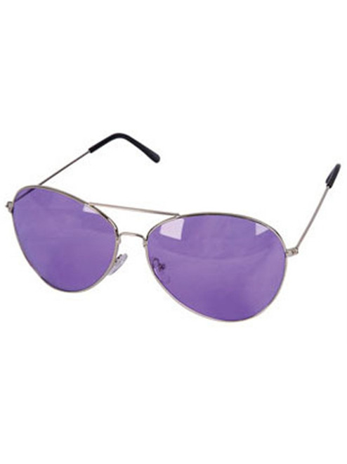 Violet Purple Silver Frame Aviator Rock Star Glasses
