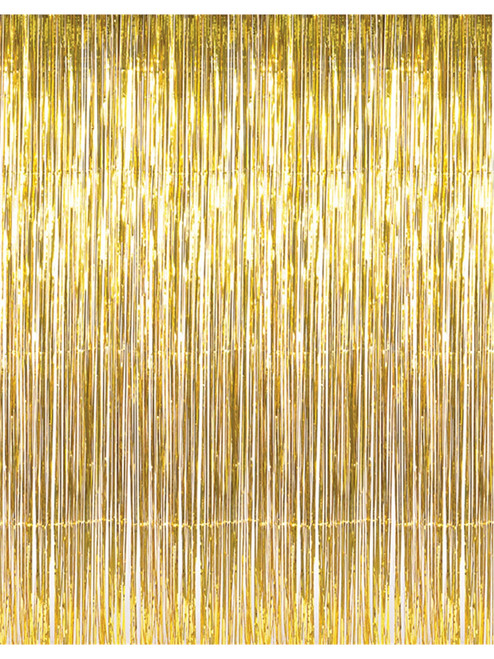 3' x 8' Gold Tinsel Foil Fringe Door Window Curtain Party Decoration