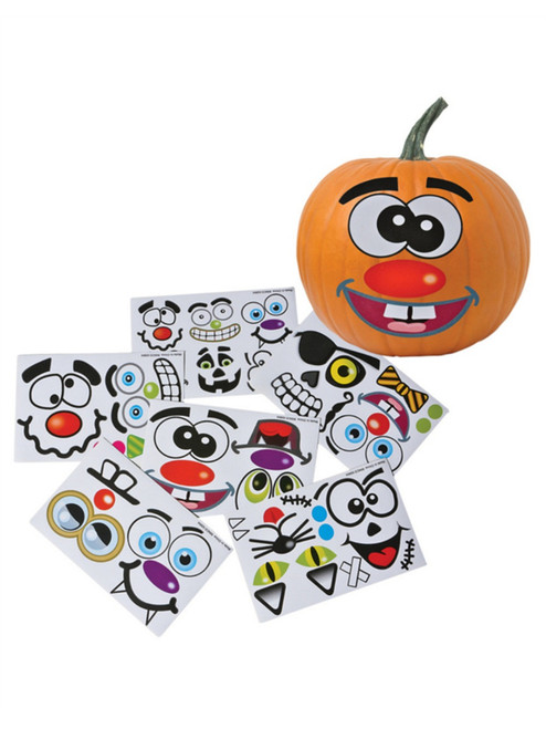 Make A Mini Jack-O-Lantern Assorted Funny Face Pumpkin Stickers Decoration