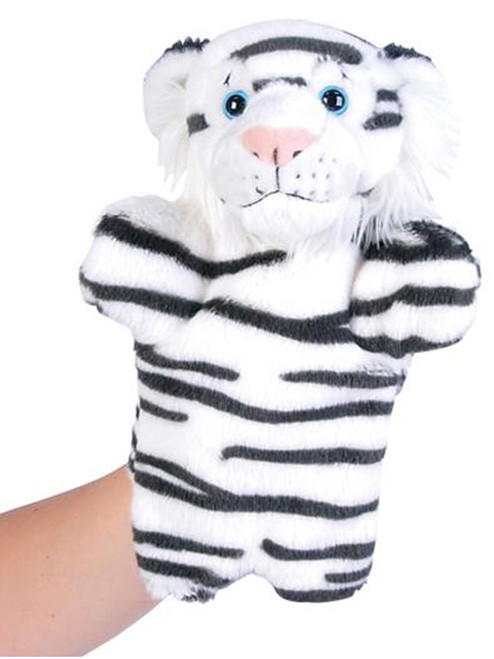 Plush Cute Cuddly White Tiger Animal Hand Puppet Show Production Toy