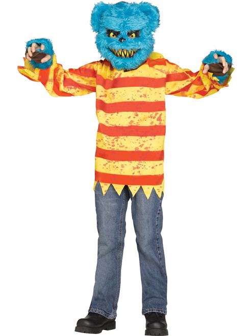 Child's Boys Crazy Blue Teddy Bear Stuffed Monster Creature Costume