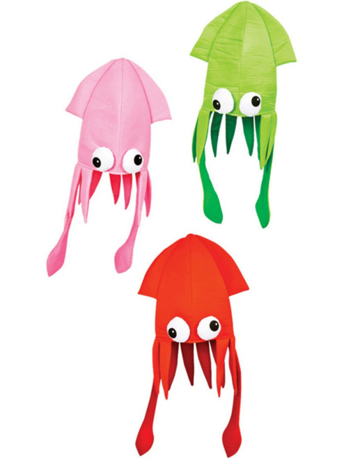 12 Assorted Novelty Squid Aquatic Deep Ocean Animal Hats Costume Accessory