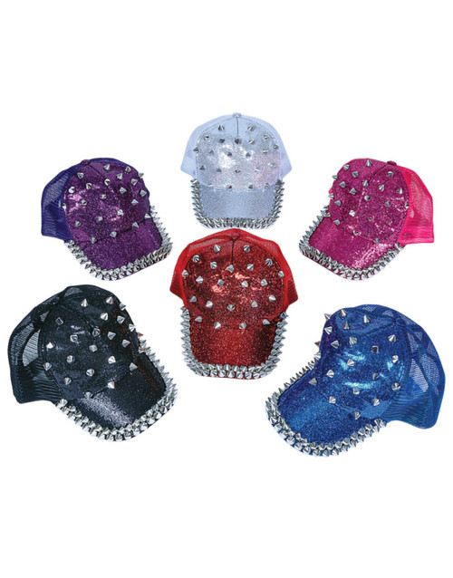 Lot of 12 Adults Spiked Spiky Dominatrix Biker Rocker 80s Baseball Caps