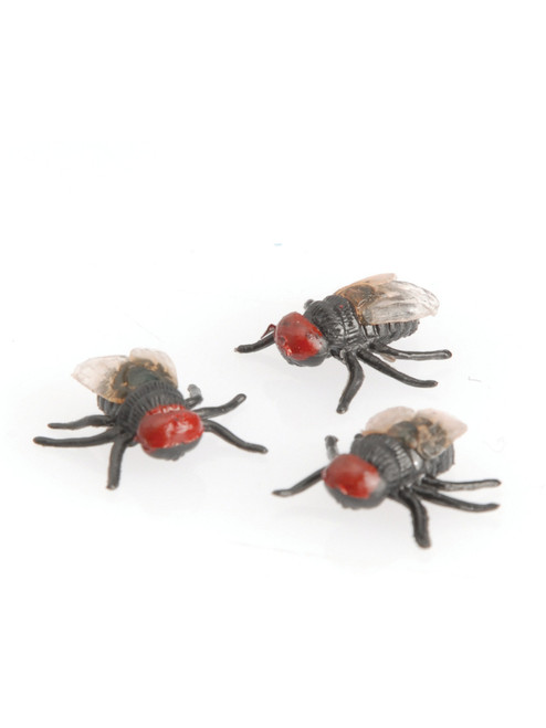 Set Of 3 Mini House Flies Fly Insect Bug Animals Diorama Figures Toys