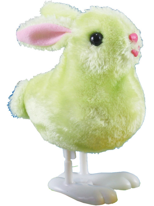Large 7" Cute Plush Green Easter Bunny Rabbit Animal Wind Up Walking Toy