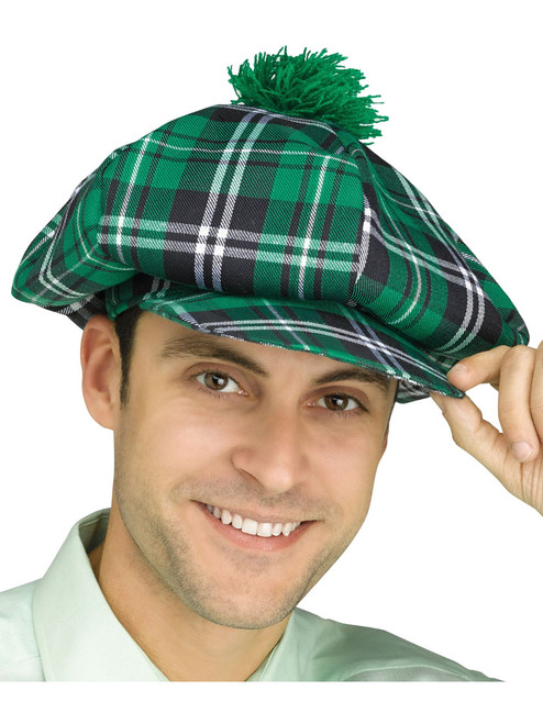 Adults Scottish Highlander Plaid Golf Hat With Pom Costume Accessory