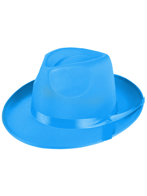 Adults 1920s Gangster Blue Fabric Fedora Hat Costume Accessory