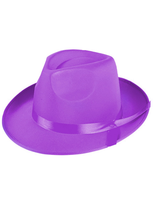 Adults 1920s Gangster Purple Fabric Fedora Hat Costume Accessory