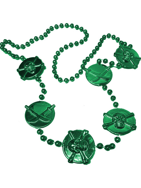 Green Mardi Gras Pirate Beads Necklace Costume Accessory