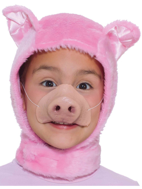 Child's Cute Farm Animal Pig Hood And Nose Costume Accessory