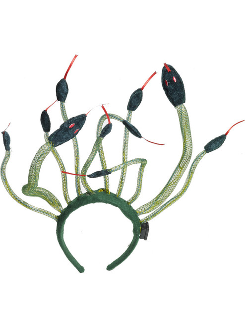 Womens Ancient Greek Villain Medusa Green Snake Headband Costume Accessory