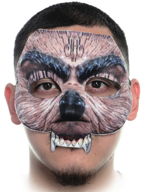 Creepy Fabric Form Fitting Werewolf Face Mask Costume Accessory