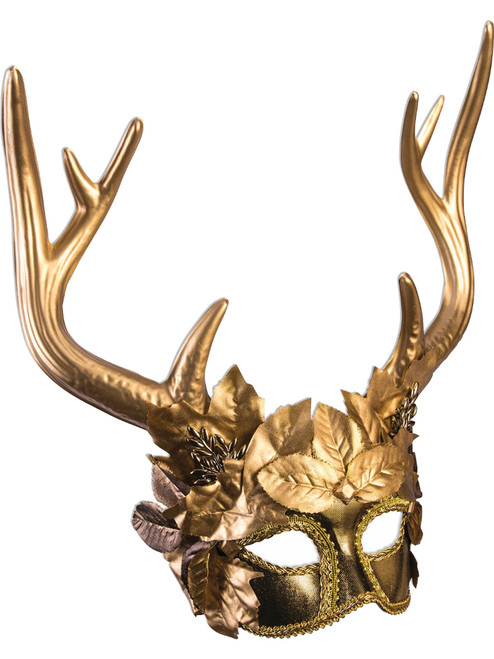 Adult's Mythical Creature Faun Gold Masquarade Half Mask Costume Accessory