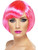 Womens Neon Pink Short Bob Wig With Fringe Costume Accessory