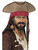 Mens Caribbean Pirate Captain Distressed Hat With Dreadlocks Costume Accessory