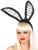 Womens Lace Up Satin Black Bunny Ears Headband Costume Accessory