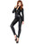 Adult's Womens Sexy Secret Agent Wet Look Zipper Front Catsuit Costume