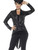 Adult's Womens Black Sequin Magician Showrunner Tailcoat Jacket Costume