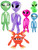 Inflatable Martian Alien Family And Alien Dog Prop Toy Decorations Bundle