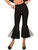 Womens 70s Disco Crop Bell Bottom Black Costume Pants