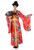 Red Geisha Cherry Blossom Kimono Dress Women's Costume