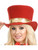 Women's Circus Magician Showgirl Red Top Hat With Gold Ribbon Costume Accessory