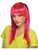 Adult Womens Costume Long Neon Glamorous Pink Black Straight Bangs Wig