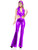 Womens Sexy Purple 70's Go Go Girl Disco Belly Mod Jumpsuit Costume