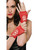 Sexy Red Womens Lace-Up Fingerless Fishnet Wrist Gloves