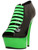 Sexy Womens 6" Green Open Toe Bootie Neon UV Reactive Center Straps Shoes