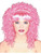 Adult Womens Hot Pink Tight Curly Costume Wig With Bangs