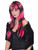 Womens Sexy Vivid Striped Black Pink Costume Punk Wig