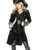 Womens Pirate Vixen Black Velvet Long Jacket Coat