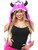 Adult Womens Mens Deluxe Bubblegum Pink Black Furry Plush Horned Monster Hood