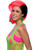 Adults Womens 80s Neon Pink Black Side Part Sweep Punk Rave Costume Wig