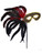 Black And Gold Venetian Costume Carnival Mask With Stick Handle Flower Plume
