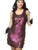 Womens Plum Purple Roaring 20s Big-Sequin Flapper Costume Dress