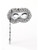 Deluxe Unisex Black And Silver Venetian Lace Eyelash Mask With Stick Handle