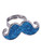 Blue Silver Hipster Trendy Costume Moustache Shiny Sparkle Bling Ring